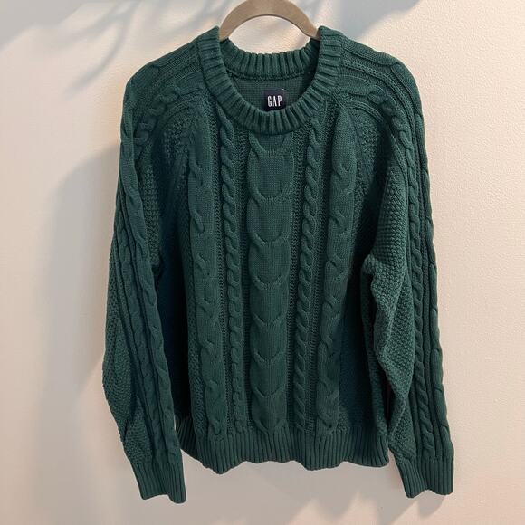 Gap Green 100% Cotton Crewneck Sweater Size L - Picture 1 of 7